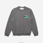 Lacoste סווטשירט מכותנה אורגנית בצוואר צוואר DZ4D0D1209 סיני אפור 1vq נשים - Image 5