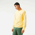 Lacoste סווטשירט מכותנה אורגנית מוברש DZ4D0D271 צהוב 107 גברים