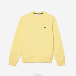 Lacoste סווטשירט מכותנה אורגנית מוברש DZ4D0D271 צהוב 107 גברים - Image 3