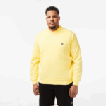 Lacoste סווטשירט מכותנה אורגנית מוברש DZ4D0D271 צהוב 107 גברים - Image 4