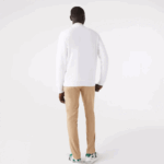 Lacoste סווטשירט מכותנה אורגנית מוברש DZ4D0D272 לבן 001 גברים - Image 3