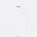 Lacoste סווטשירט מכותנה אורגנית מוברש DZ4D0D272 לבן 001 גברים - Image 4
