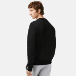 Lacoste סווטשירט מכותנה אורגנית מוברש DZ4D0D273 שחור 031 גברים - Image 2