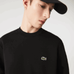 Lacoste סווטשירט מכותנה אורגנית מוברש DZ4D0D273 שחור 031 גברים - Image 3