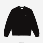 Lacoste סווטשירט מכותנה אורגנית מוברש DZ4D0D273 שחור 031 גברים - Image 4