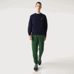 Lacoste סווטשירט מכותנה אורגנית מוברש DZ4D0D274 כחול כהה 166 גברים - Image 2