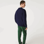 Lacoste סווטשירט מכותנה אורגנית מוברש DZ4D0D274 כחול כהה 166 גברים - Image 3
