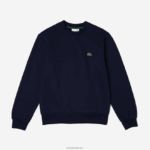 Lacoste סווטשירט מכותנה אורגנית מוברש DZ4D0D274 כחול כהה 166 גברים - Image 4