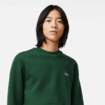 Lacoste סווטשירט מכותנה אורגנית מוברש DZ4D0D281 ירוק 132 גברים - Image 2