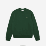 Lacoste סווטשירט מכותנה אורגנית מוברש DZ4D0D281 ירוק 132 גברים - Image 4
