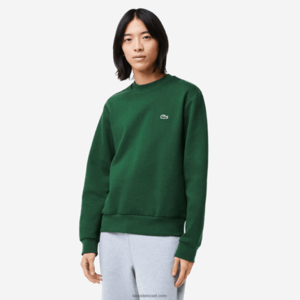 Lacoste סווטשירט מכותנה אורגנית מוברש DZ4D0D281 ירוק 132 גברים