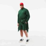 Lacoste סווטשירט מכותנה אורגנית מוברש DZ4D0D281 ירוק 132 גברים - Image 6