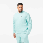 Lacoste סווטשירט מכותנה אורגנית מוברש DZ4D0D285 מנטה lgf גברים - Image 3