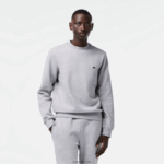 Lacoste סווטשירט מכותנה אורגנית מוברש DZ4D0D287 chine אפור cca גברים