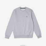 Lacoste סווטשירט מכותנה אורגנית מוברש DZ4D0D287 chine אפור cca גברים - Image 4