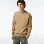 Lacoste סווטשירט מכותנה אורגנית מוברש DZ4D0D289 בז' cb8 גברים