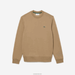 Lacoste סווטשירט מכותנה אורגנית מוברש DZ4D0D289 בז' cb8 גברים - Image 4