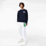 Lacoste סווטשירט מכותנה אורגנית תג DZ4D0D988 כחול כהה 166 גברים - Image 2