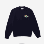 Lacoste סווטשירט מכותנה אורגנית תג DZ4D0D988 כחול כהה 166 גברים - Image 5