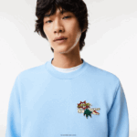 Lacoste סווטשירט מכותנה אורגנית תג DZ4D0D990 כחול hbp גברים