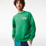 Lacoste סווטשירט מכותנה אורגנית תג DZ4D0D991 ירוק ldm גברים