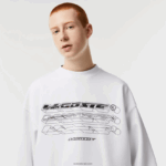 Lacoste סווטשירט ממותג בגזרה רופפת DZ4D0D6 לבן 001 גברים - Image 2