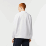 Lacoste סווטשירט ממותג בגזרה רופפת DZ4D0D6 לבן 001 גברים - Image 3