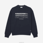 Lacoste סווטשירט ממותג בגזרה רופפת DZ4D0D7 כחול kxe גברים - Image 4