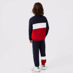 Lacoste סווטשירט ממותג עם צווארון צווארון DZ4D0D3237 חוק כהה כחול לבן אדום ילדים - Image 2