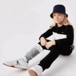 Lacoste סווטשירט ממותג עם צווארון צווארון DZ4D0D3236 שחור לבן אפור chine nua ילדים - Image 2