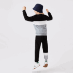 Lacoste סווטשירט ממותג עם צווארון צווארון DZ4D0D3236 שחור לבן אפור chine nua ילדים - Image 3