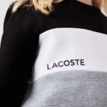 Lacoste סווטשירט ממותג עם צווארון צווארון DZ4D0D3236 שחור לבן אפור chine nua ילדים - Image 4