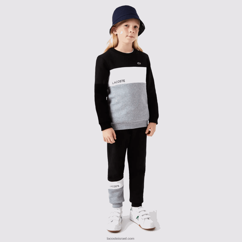 lacoste_d7a1d795d795d798d7a9d799d7a8d798_d79ed79ed795d7aad792_d7a2d79d_d7a6d795d795d790d7a8d795d79f_d7a6d795d795d790d7a8d795.png Lacoste סווטשירט ממותג עם צווארון צווארון DZ4D0D3236 שחור לבן אפור chine nua ילדים - Image 1