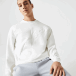 Lacoste סווטשירט עם אפקט טלאים בגזרה רופפת DZ4D0D955 לבן nyv גברים