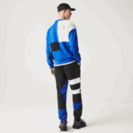 Lacoste סווטשירט עם אפקט טלאים בגזרה רופפת DZ4D0D956 כחול לבן nne גברים - Image 3