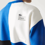 Lacoste סווטשירט עם אפקט טלאים בגזרה רופפת DZ4D0D956 כחול לבן nne גברים - Image 6