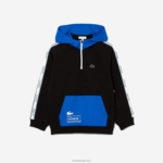 Lacoste סווטשירט עם ברדס עם כיס קנגורו DZ4D0D3205 שחור כחול 985 ילדים - Image 4