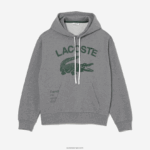 Lacoste סווטשירט עם ברדס קרוקודיל בגזרה רופפת DZ4D0D969 אפור chine yrd גברים - Image 4