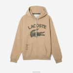 Lacoste סווטשירט עם ברדס קרוקודיל בגזרה רופפת DZ4D0D968 בז' 4jw גברים - Image 4