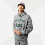 Lacoste סווטשירט עם ברדס קרוקודיל בגזרה רופפת DZ4D0D969 אפור chine yrd גברים