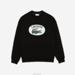 Lacoste סווטשירט עם הדפס מונוגרמה ממותג בגזרה רופפת DZ4D0D1010 שחור 031 גברים - Image 4