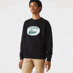 Lacoste סווטשירט עם הדפס מונוגרמה ממותג בגזרה רופפת DZ4D0D1010 שחור 031 גברים