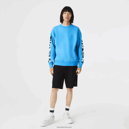 Lacoste סווטשירט עם הדפס רפלקטיבי בגזרה רופפת DZ4D0D984 כחול 4xa גברים