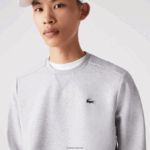 Lacoste סווטשירט עם לוחות רשת ספורט DZ4D0D1062 chine אפור בהיר 9ya גברים