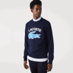 Lacoste סווטשירט עם צווארון בהדפס תנין DZ4D0D1029 כחול כהה 166 גברים