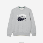 Lacoste סווטשירט עם צווארון בהדפס תנין DZ4D0D1030 chine אפור cca גברים - Image 4