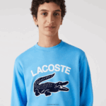 Lacoste סווטשירט עם צווארון בהדפס תנין DZ4D0D1031 כחול 4xa גברים - Image 2