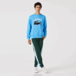 Lacoste סווטשירט עם צווארון בהדפס תנין DZ4D0D1031 כחול 4xa גברים