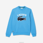 Lacoste סווטשירט עם צווארון בהדפס תנין DZ4D0D1031 כחול 4xa גברים - Image 4