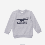 Lacoste סווטשירט עם צווארון בהדפס תנין DZ4D0D3230 chine אפור cca ילדים - Image 4